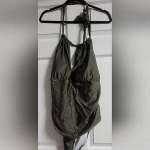 Cupshe - Chic Olive Green One Piece Padded Swimwear - Size 4X